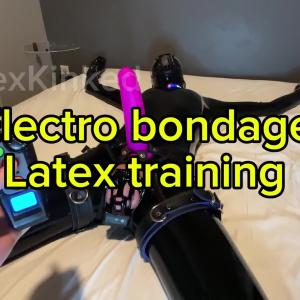 Preview thumbnail for femdom electro cbt punishment for slave husband in full latex  image