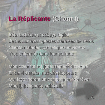 Image for La Réplicante (Chant I) - Poème érotique cyberpunk  (commentaires bienvenus)